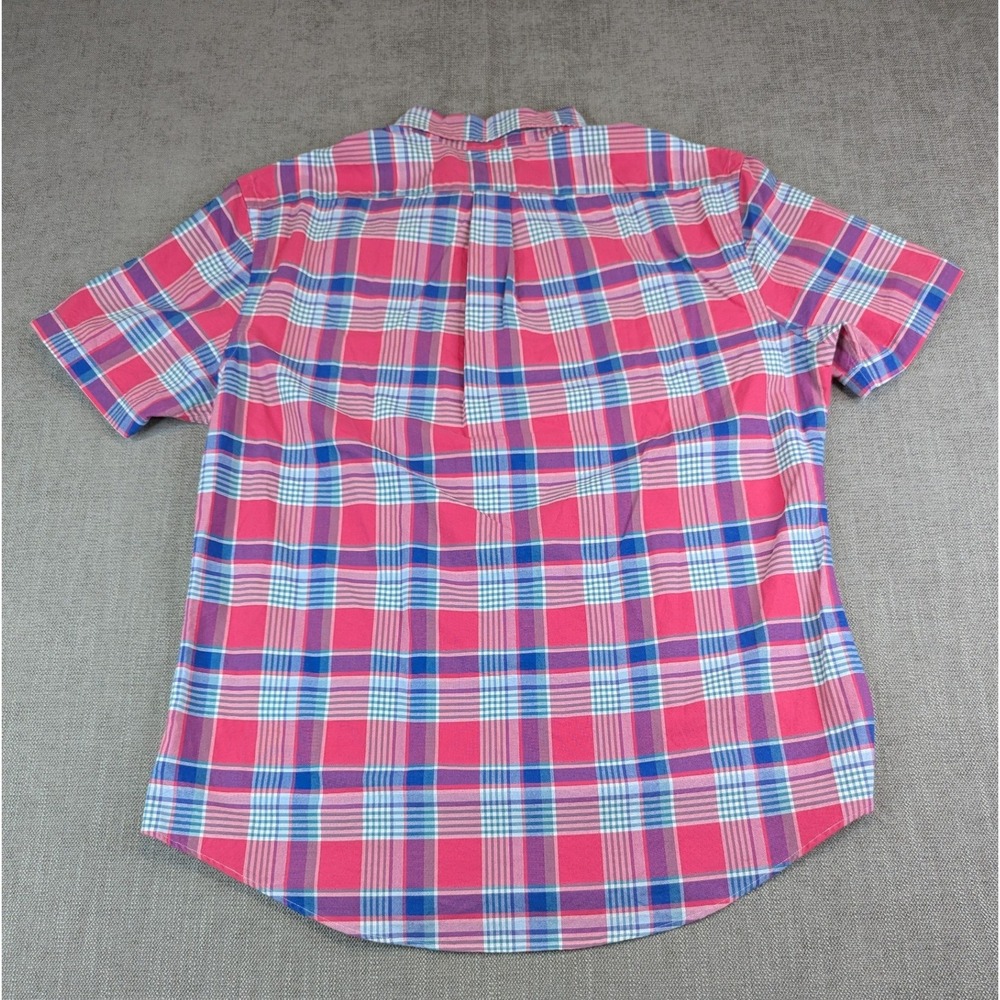 Polo Ralph Lauren Oxford Shirt Mens XL Pink Blue Plaid Slim Fit Flesh Pony Top - Picture 3 of 7